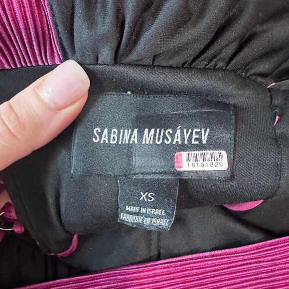 Sabina Musayev Judith Gown V-Neck Pleated Lace-Up Backless Tiered Maxi Dress - Picture 13 of 16